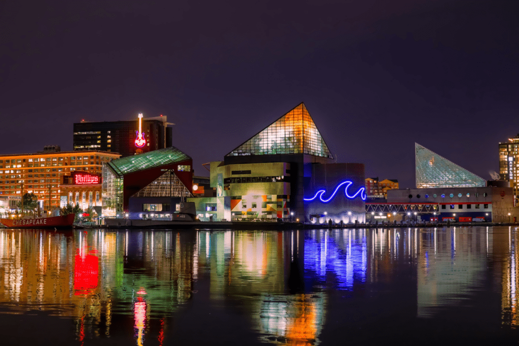 Skyline of Downtown Baltimore at Night